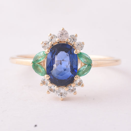 1.30 Ct Oval Sapphire 9K Gold Ring