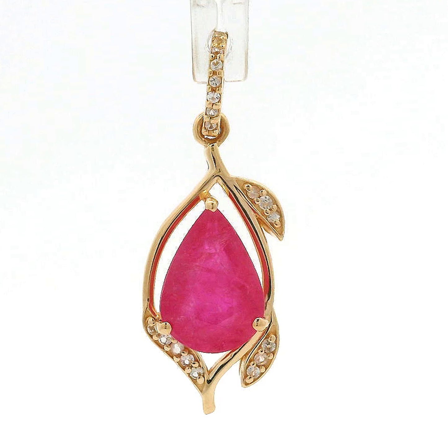 2.32 Ct Pear Ruby 14K Gold Pendant