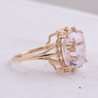 6.09 Ct Cushion Natural Kunzite 14K Gold Ring