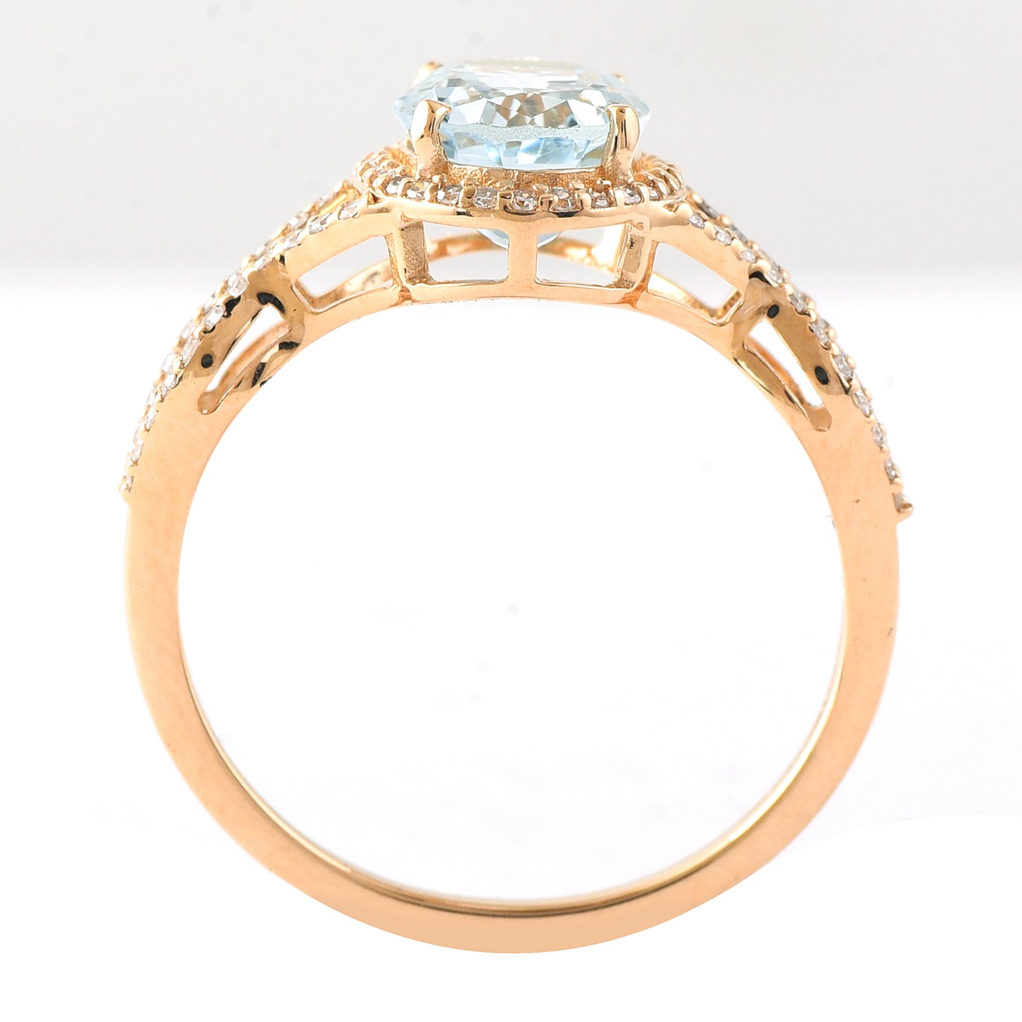 1.89 Ct Oval Mixed Cut Natural Aquamarine 14K Gold Ring