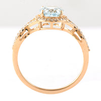 1.89 Ct Oval Mixed Cut Natural Aquamarine 14K Gold Ring