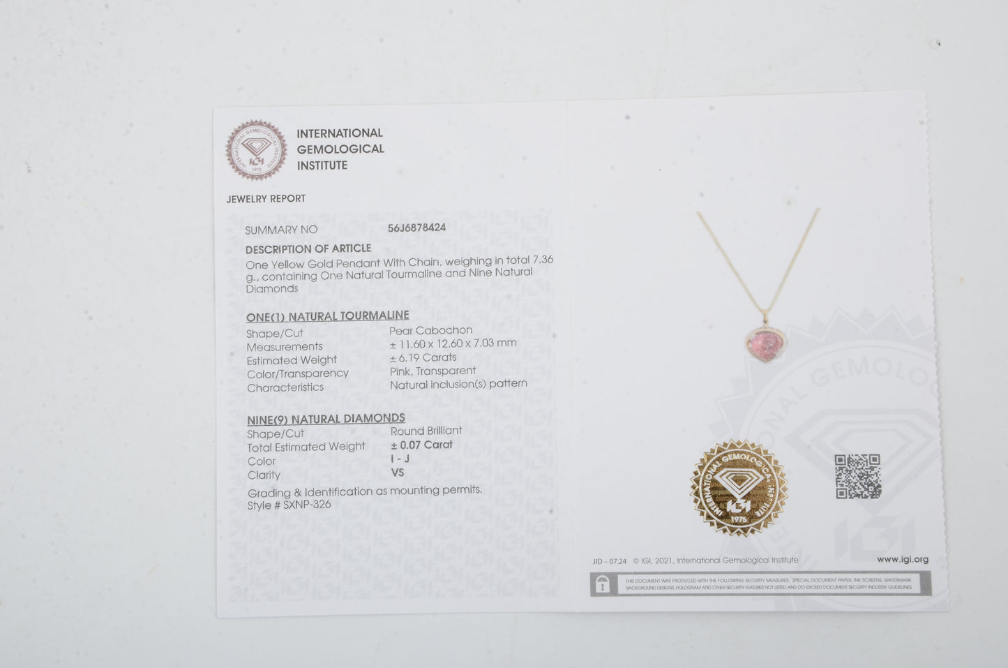6.26 Ct Pear Cabochon Natural Tourmalines 14K Gold Pendant