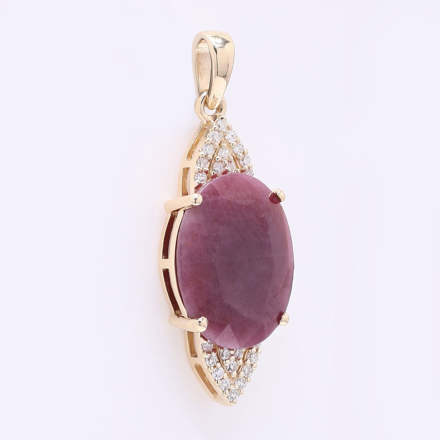 3.90 Ct Oval Mixed Cut Natural Ruby 14K Gold Pendant