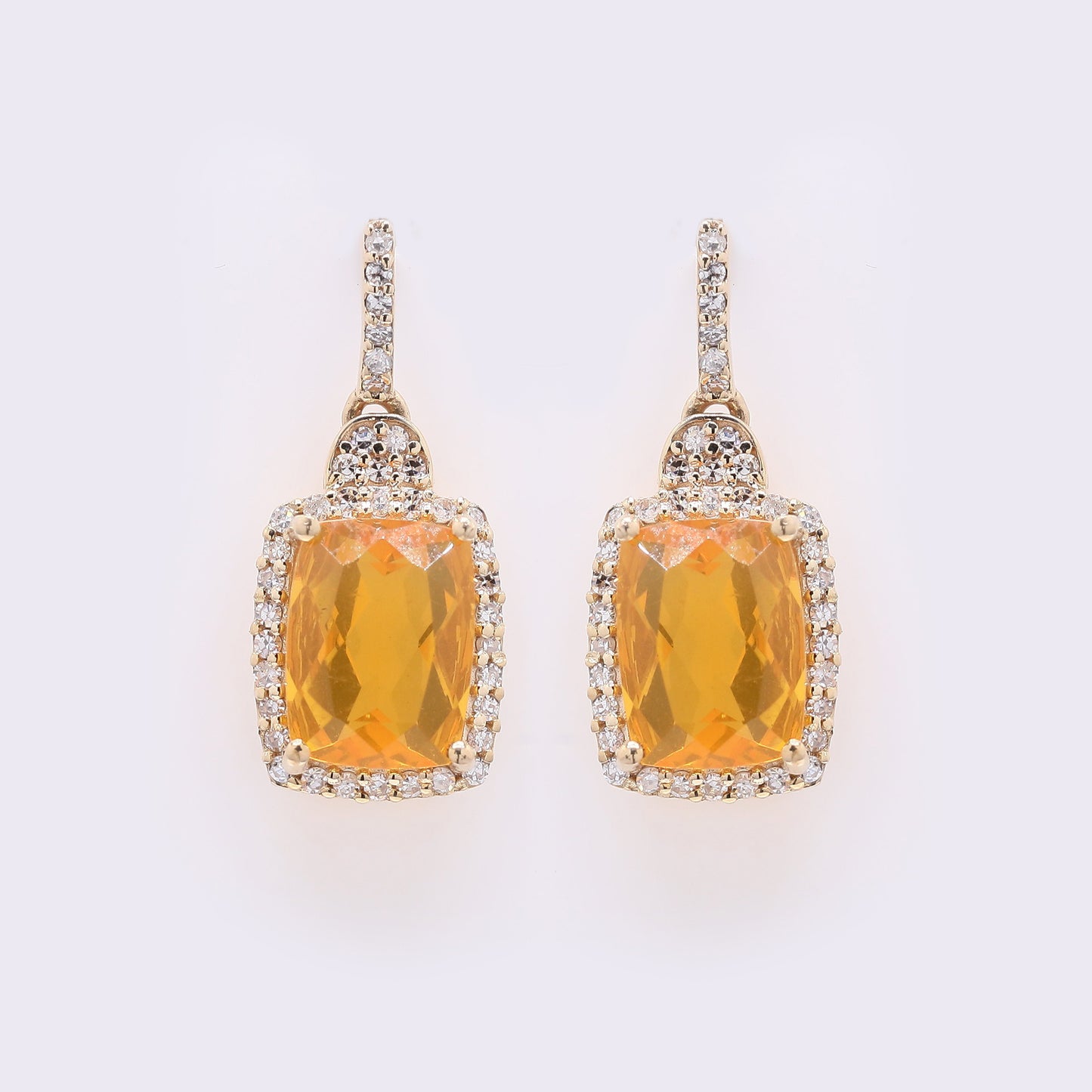 2.65 Ct Oval Mixed Cut Natural Fire Opal 14K Gold Earrings