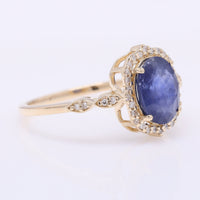 2.11 Ct Oval Mixed Cut Natural Sapphire 14K Gold Ring