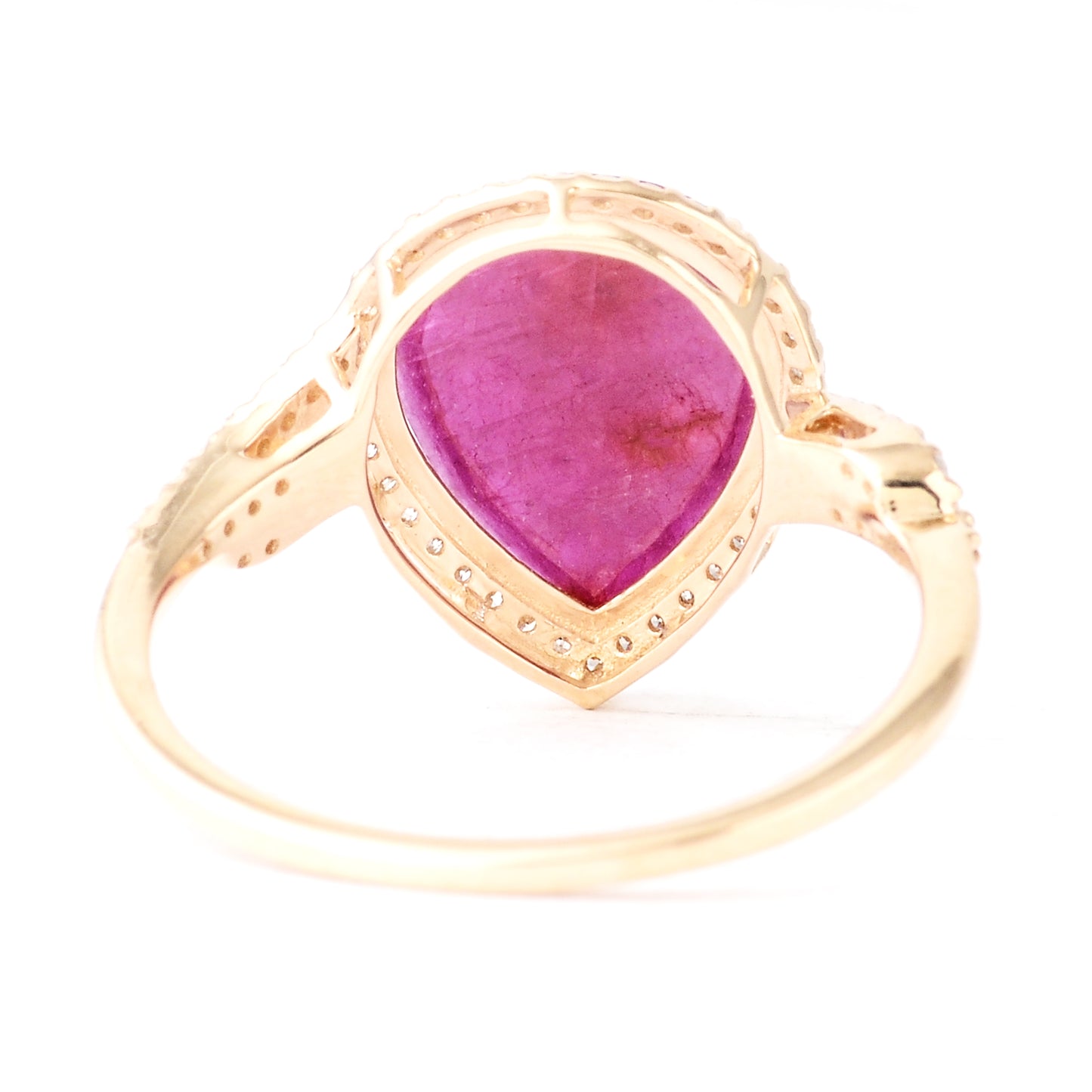 2.42 Ct Pear Mixed Cut Natural Corundum Ruby 14K Gold Ring