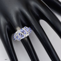 1.94 Ct Marquise Mixed Cut, Round Mixed Cut, Pear Mixed Cut Natural Tanzanite 950 Platinum Ring