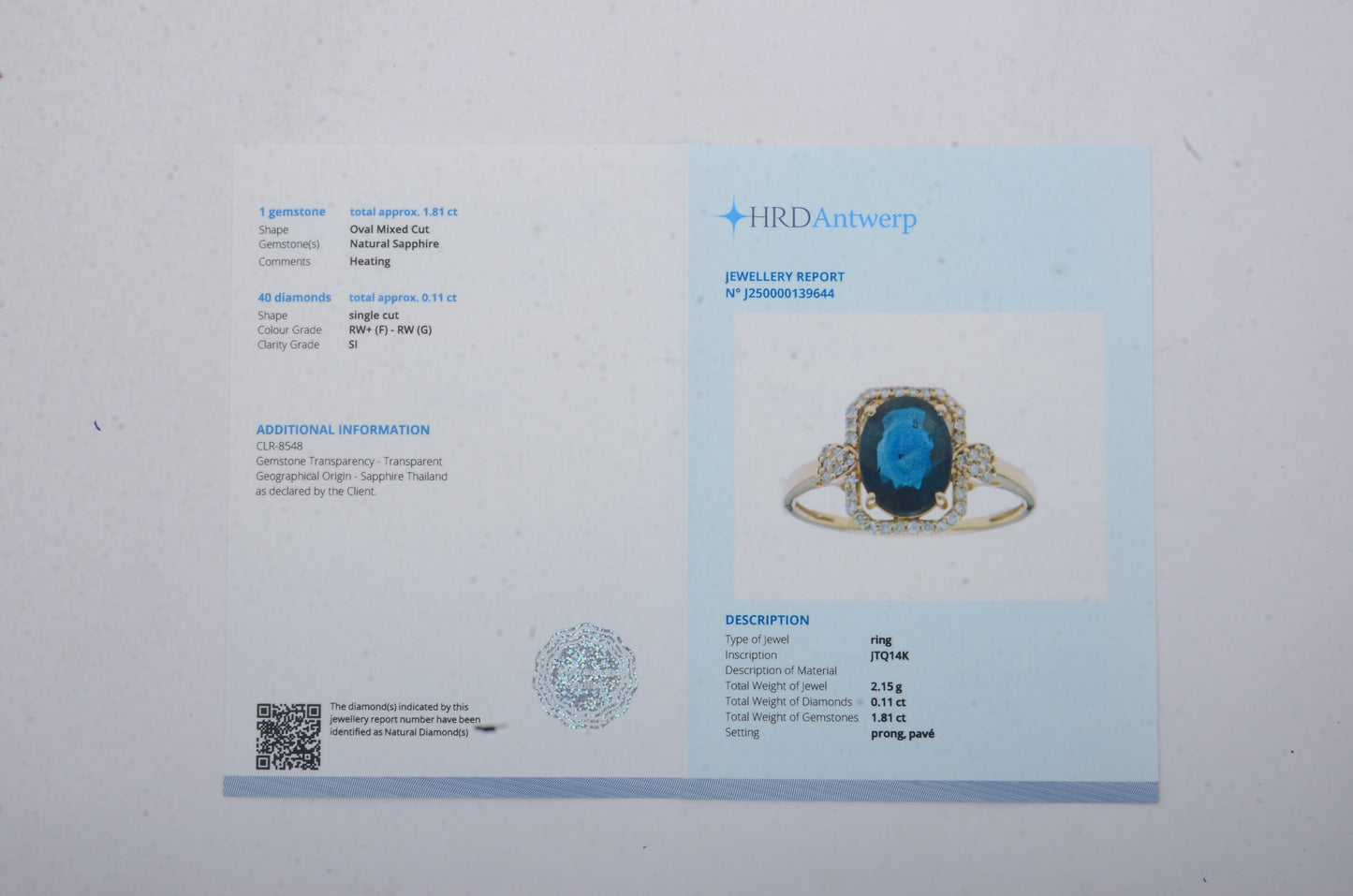 1.92 Ct Oval Mixed Cut Natural Sapphire 14K Gold Ring