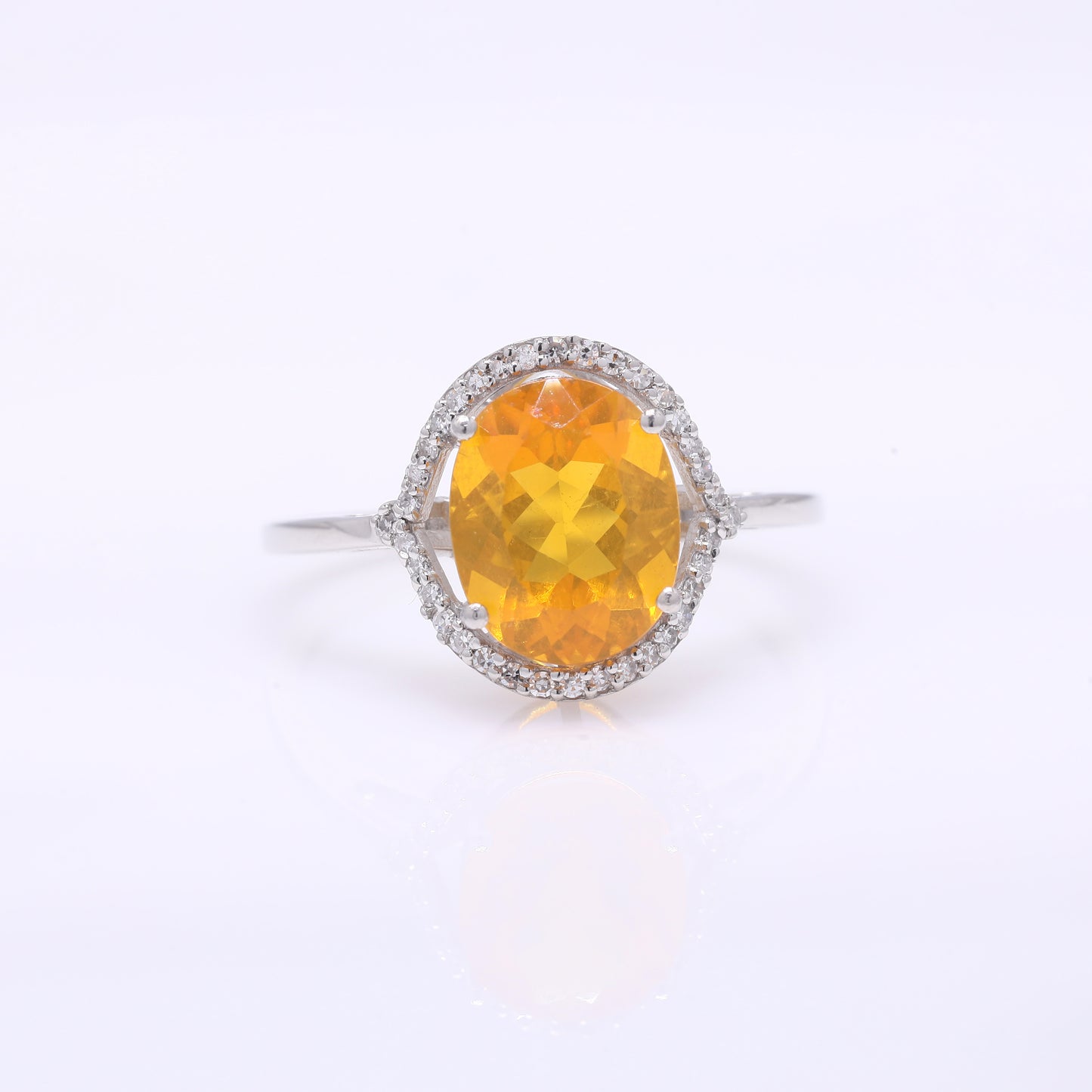 1.98 Ct Oval Mixed Cut Natural Fire Opal 950 Platinum Ring