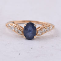 1.43 Ct Oval Natural Sapphire 14K Gold Ring