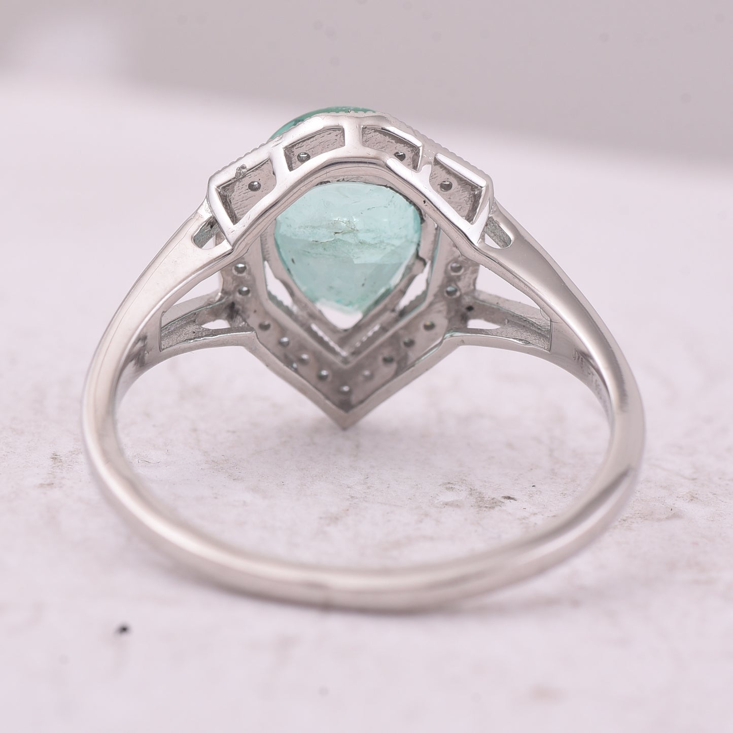 1.40 Ct Pear Mixed Cut Natural Emerald 950 Platinum Ring