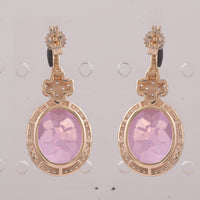 12.82 Ct Oval Pink Topaz 9K Gold Earrings
