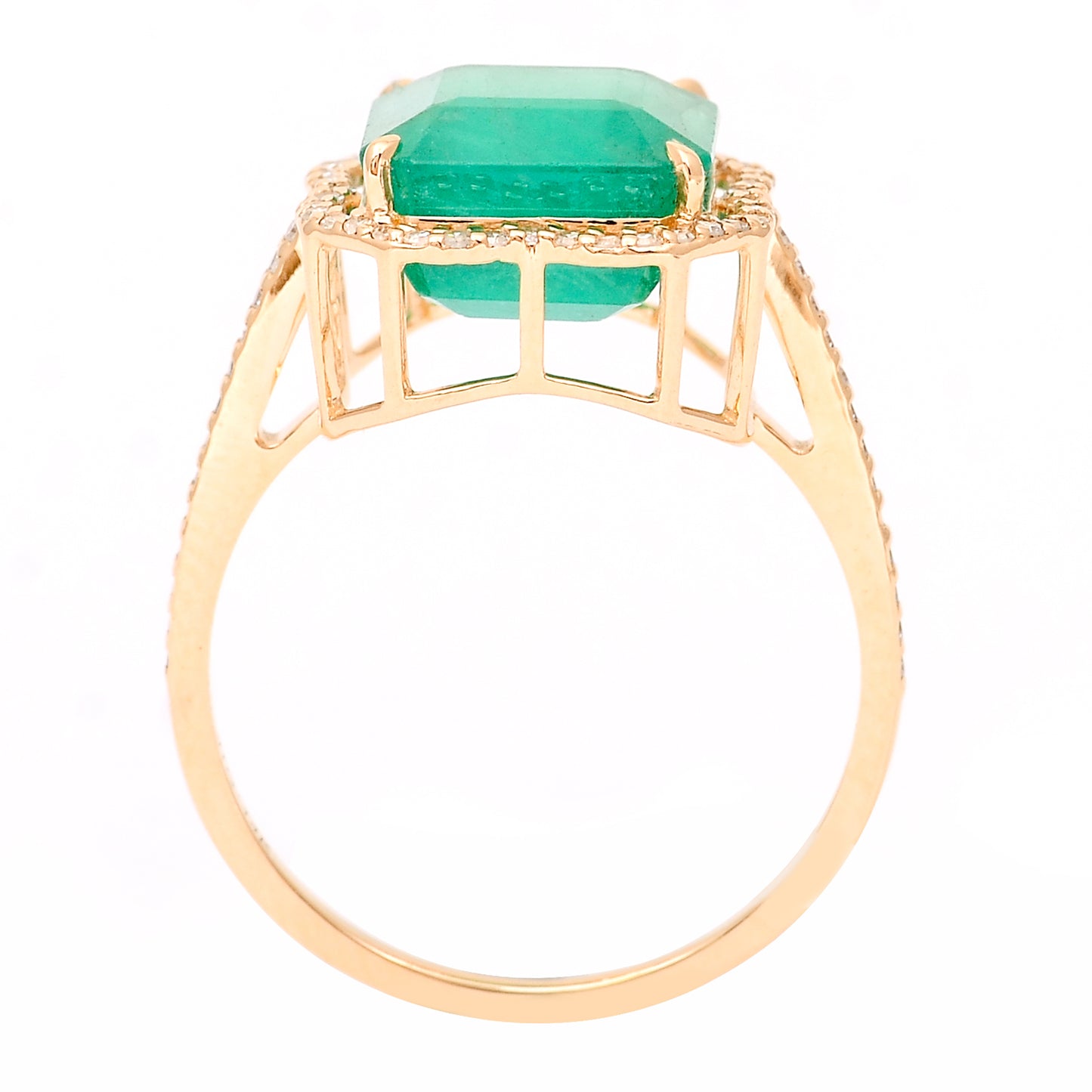 5.18 Ct Octagon Step Cut Natural Emerald 14K Gold Ring