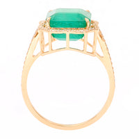 5.18 Ct Octagon Step Cut Natural Emerald 14K Gold Ring