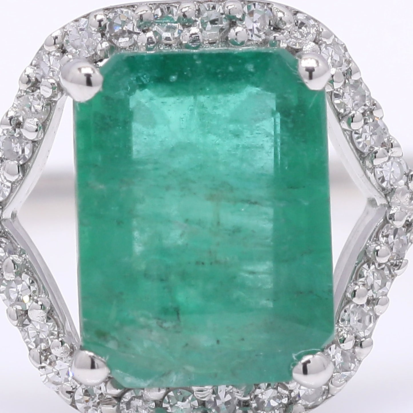 1.56 Ct Octagon Step Cut Natural Emerald 950 Platinum Ring