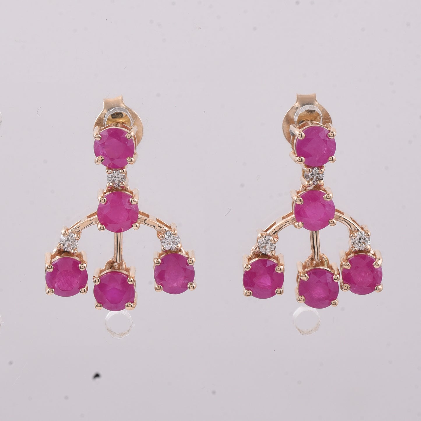 2.73 Ct Round Natural Ruby 14K Gold Earrings