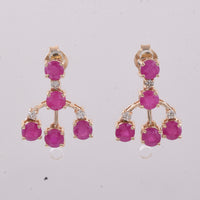 2.73 Ct Round Natural Ruby 14K Gold Earrings