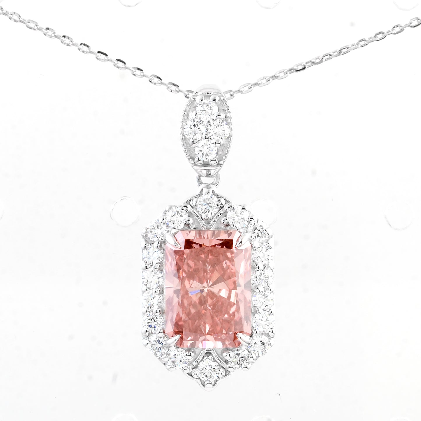 3.56 Carats Pink Lab Grown Diamond 14K Gold Pendant