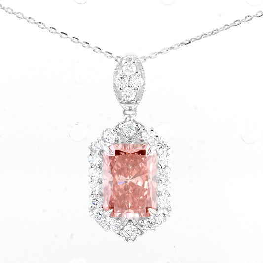 3.56 Carats Pink Lab Grown Diamond 14K Gold Pendant