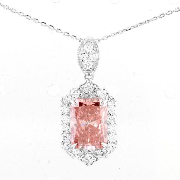 3.56 Carats Pink Lab Grown Diamond 14K Gold Pendant