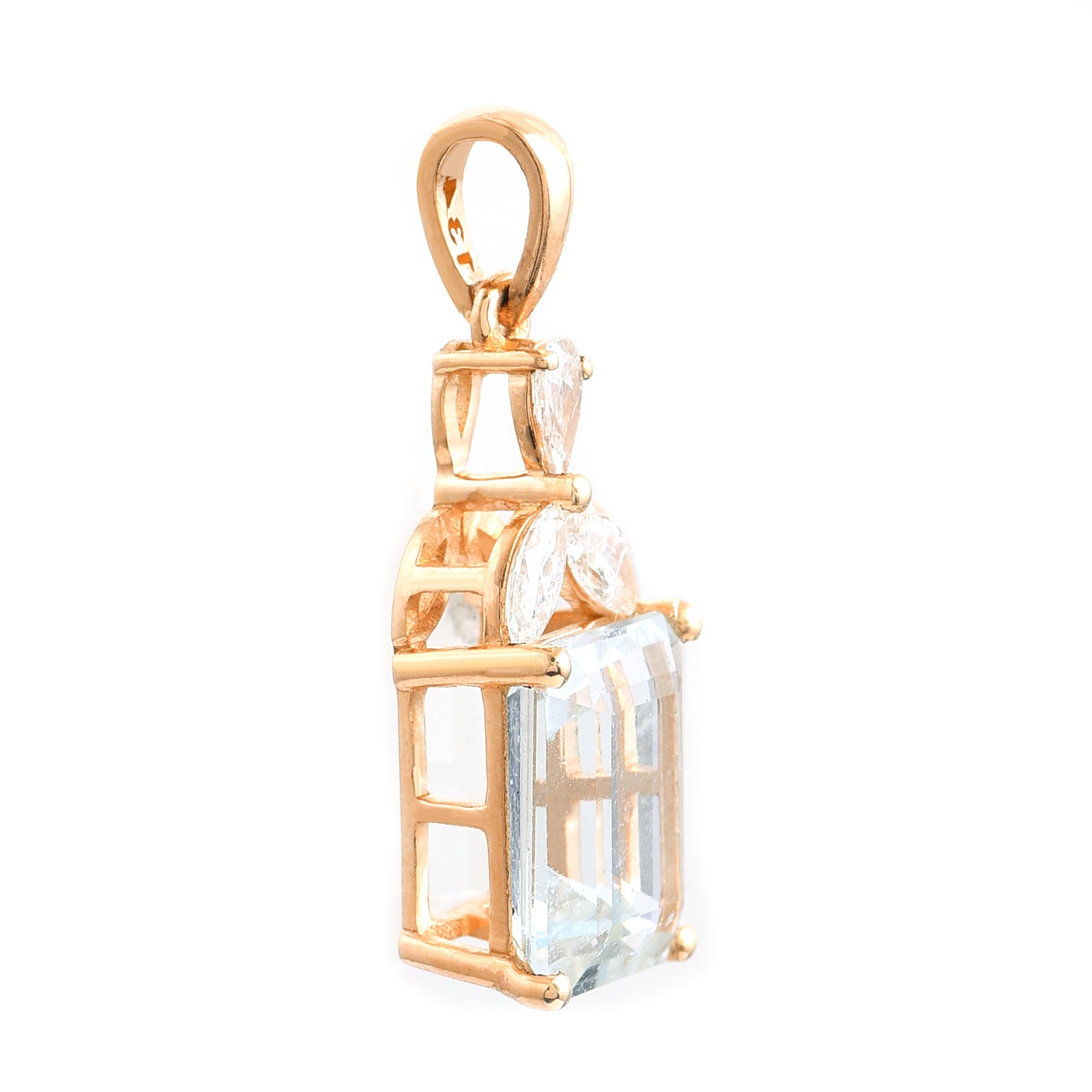 2.14 Ct Octagon Aquamarine 14K Gold Pendant