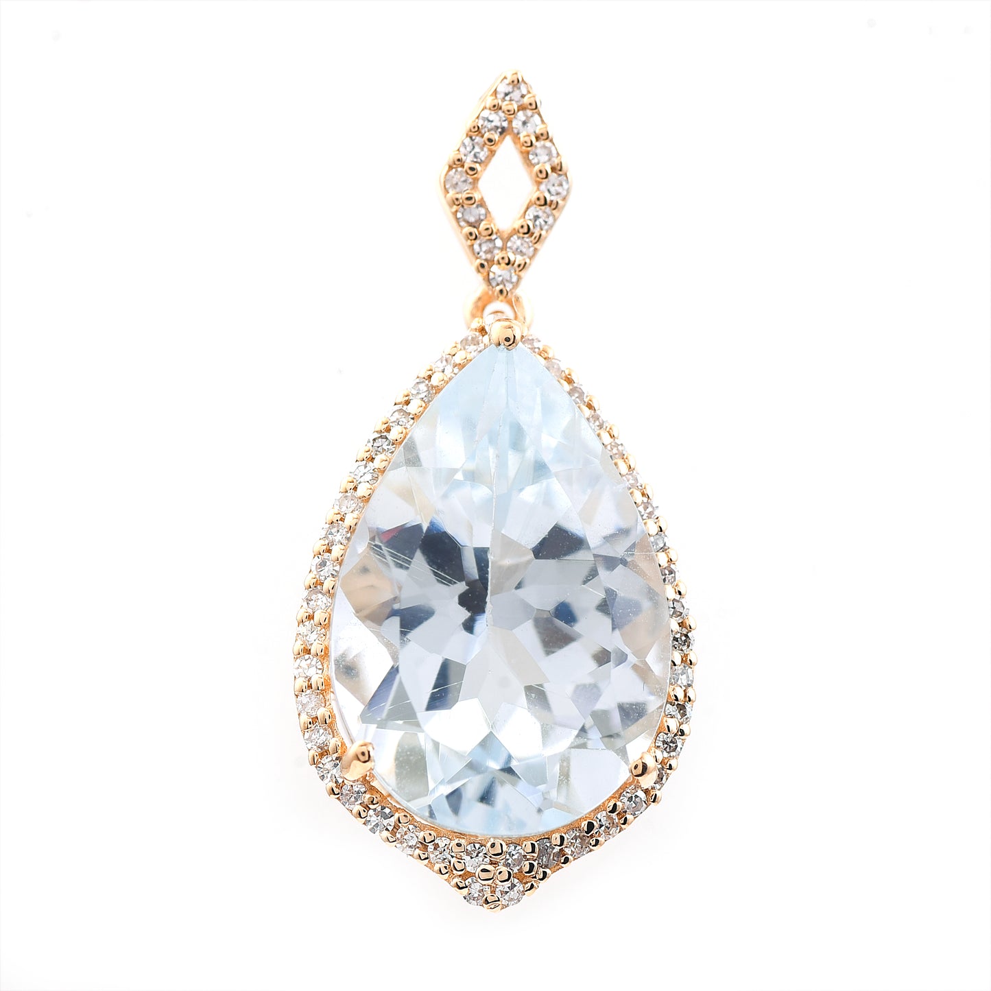 4.88 Ct Pear Mixed Cut Natural Aquamarine 14K Gold Pendant