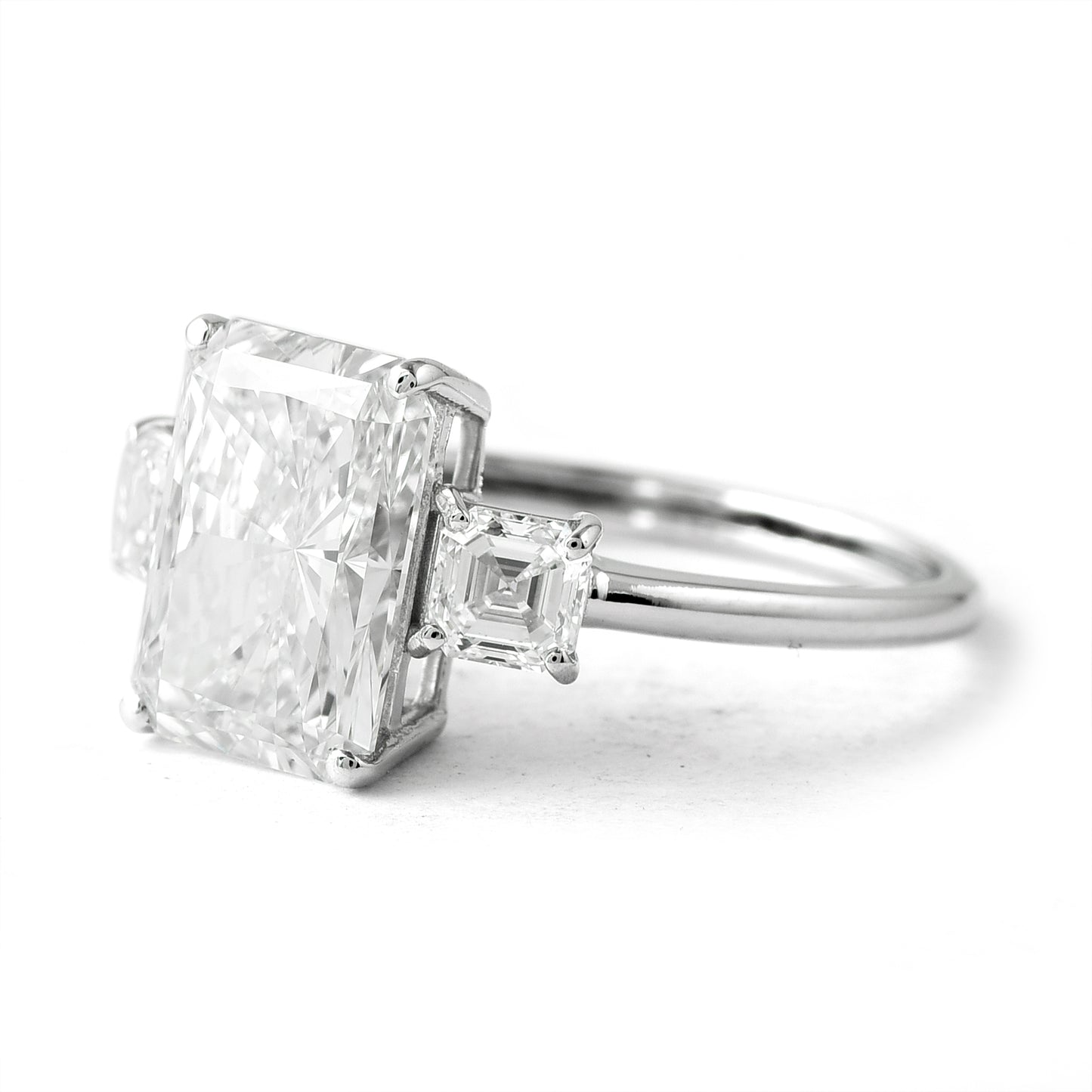 3.36 Ct Cut Cornered Rectangular Modified Brilliant Lab Grown Diamond 950 Platinum Ring