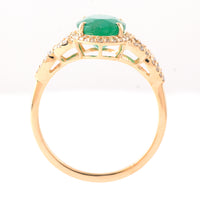 2.19 Ct Oval Mixed Cut Natural Emerald 14K Gold Ring