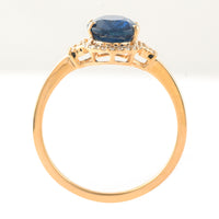 2.46 Ct Oval Mixed Cut Natural Sapphire 14K Gold Ring