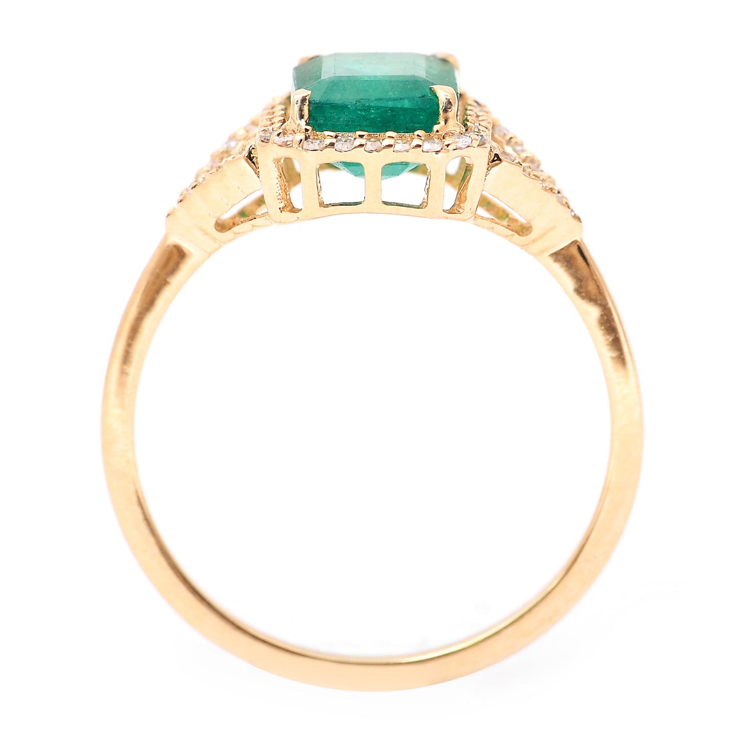 1.82 Ct Octagon Step Cut Natural Emerald 14K Gold Ring
