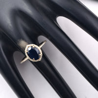2.58 Ct Oval Mixed Cut Natural Sapphire 14K Gold Ring