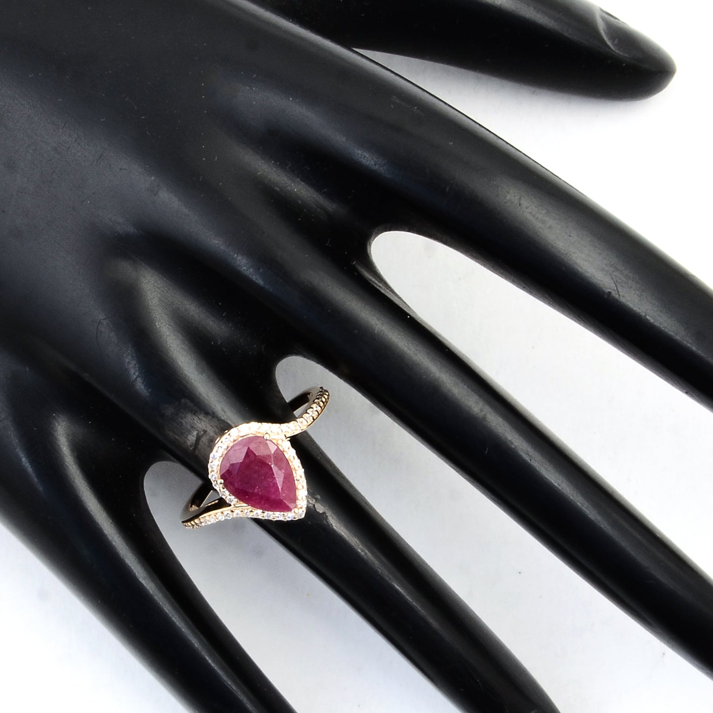 2.11 Ct Pear Mixed Cut Natural Corundum Ruby 14K Gold Ring