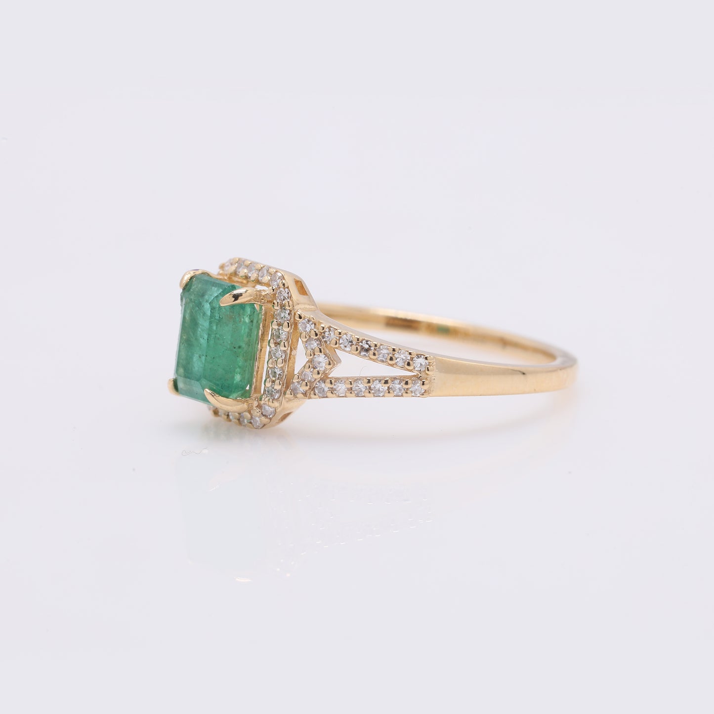 1.21 Ct Octagon Step Cut Natural Emerald 14K Gold Ring