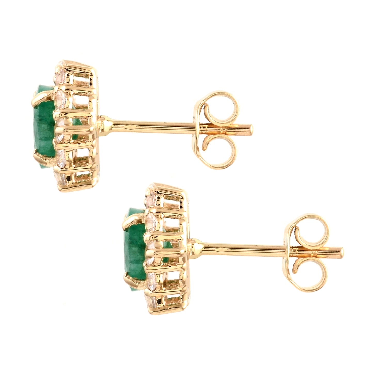 2.23 Ct Round Emerald 14K Gold Earrings