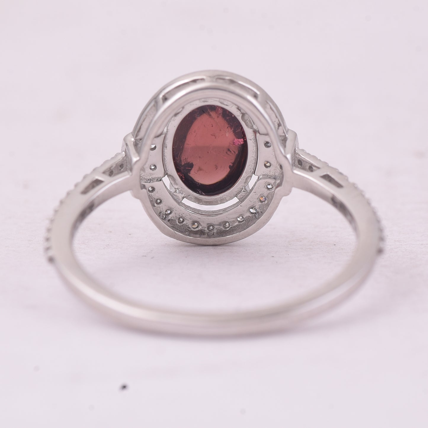1.57 Ct Oval Cabochon Cut Natural Pink Tourmaline 950 Platinum Ring