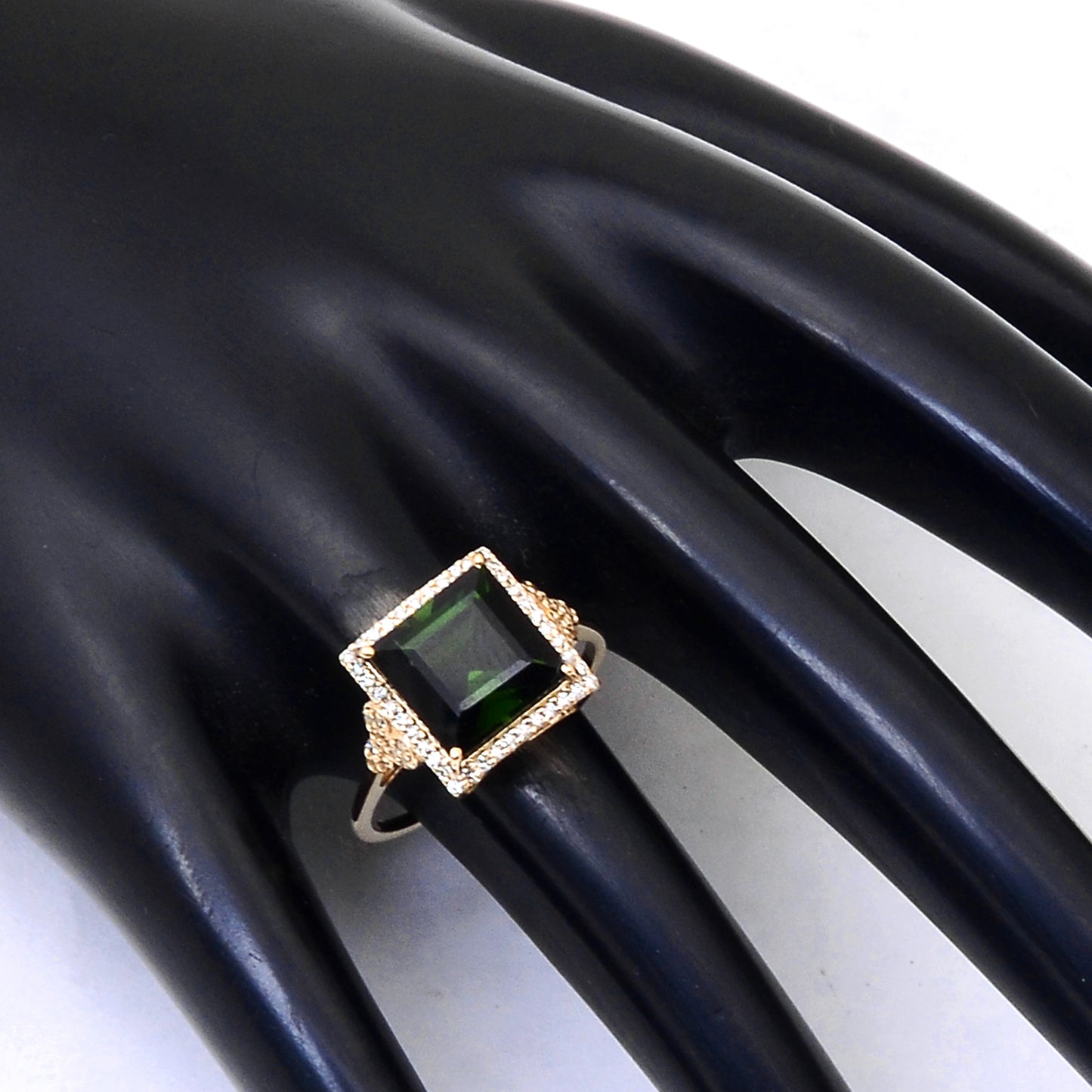 4.36 Ct Square Step Cut Natural Tourmaline 14K Gold Ring
