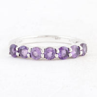 1.08 Ct Round Amethyst 925 Sterling Silver Ring