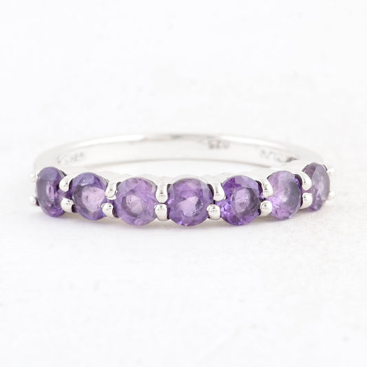 1.08 Ct Round Amethyst 925 Sterling Silver Ring