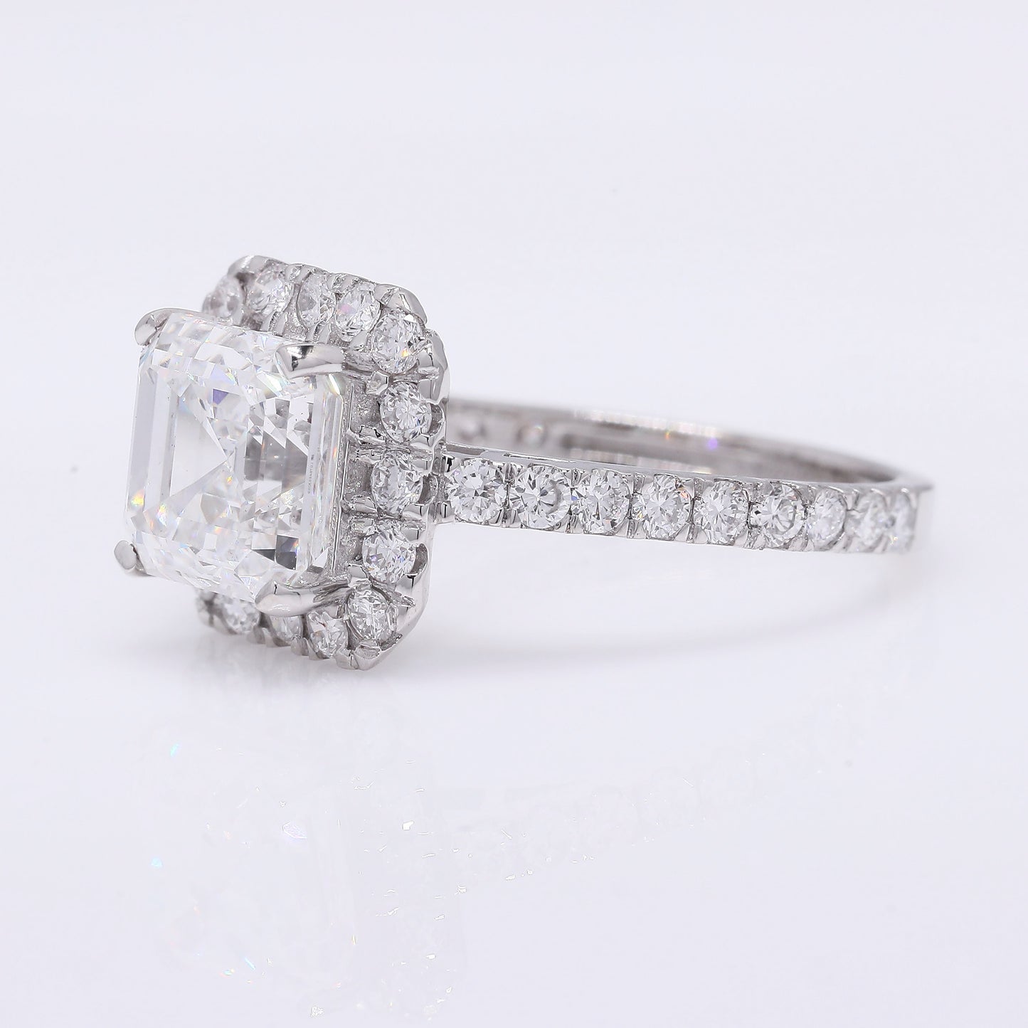 3.77 Ct Square Emerald Cut Lab Grown Diamond 950 Platinum Ring