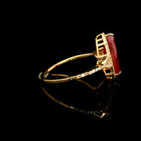 2.94 Ct Marquise Mixed Cut Natural Corundum Ruby 14K Gold Ring