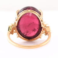16.77 Ct Oval Cabochon Cut Natural Pink Tourmaline 14K Gold Ring