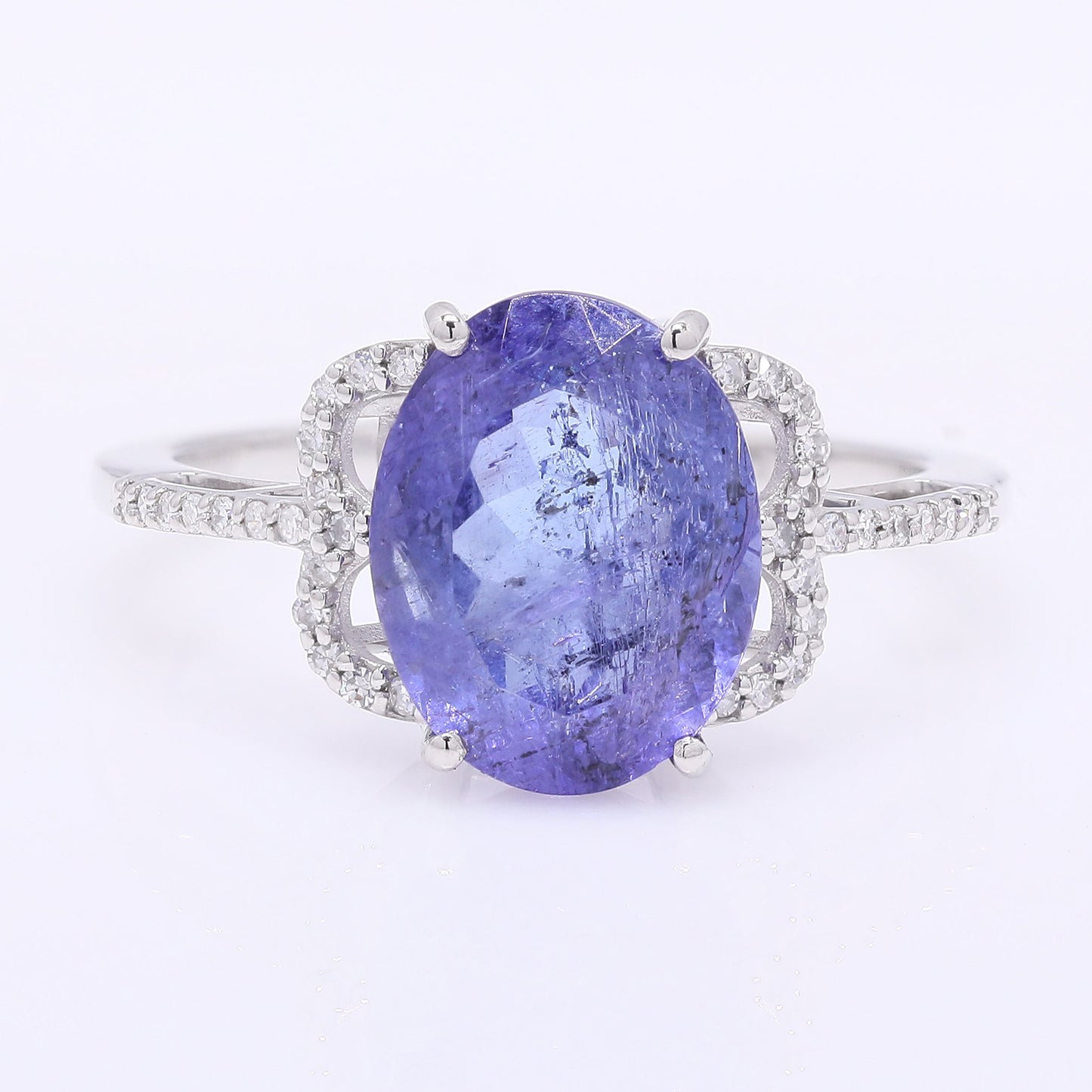 3.97 Ct Oval Mixed Cut Natural Tanzanite 950 Platinum Ring