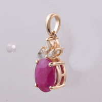 2.43 Ct Oval Natural Ruby 14K Gold Pendant