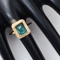 3.48 Ct Cushion Cabochon Cut Natural Tourmaline 14K Gold Ring