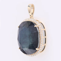 12.08 Ct Oval Mixed Cut Natural Sapphire 14K Gold Pendant