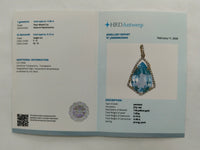 4.61 Ct Pear Mixed Cut Natural Aquamarine 14K Gold Pendant