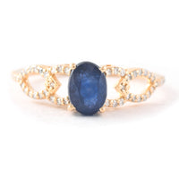 1.70 Ct Oval Mixed Cut Natural Sapphire 14K Gold Ring