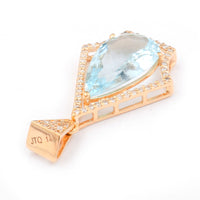 2.44 Ct Pear Mixed Cut Natural Aquamarine 14K Gold Pendant