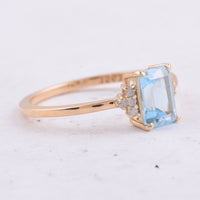 1.40 Ct Octagon Step Cut Natural Topaz 14K Gold Ring