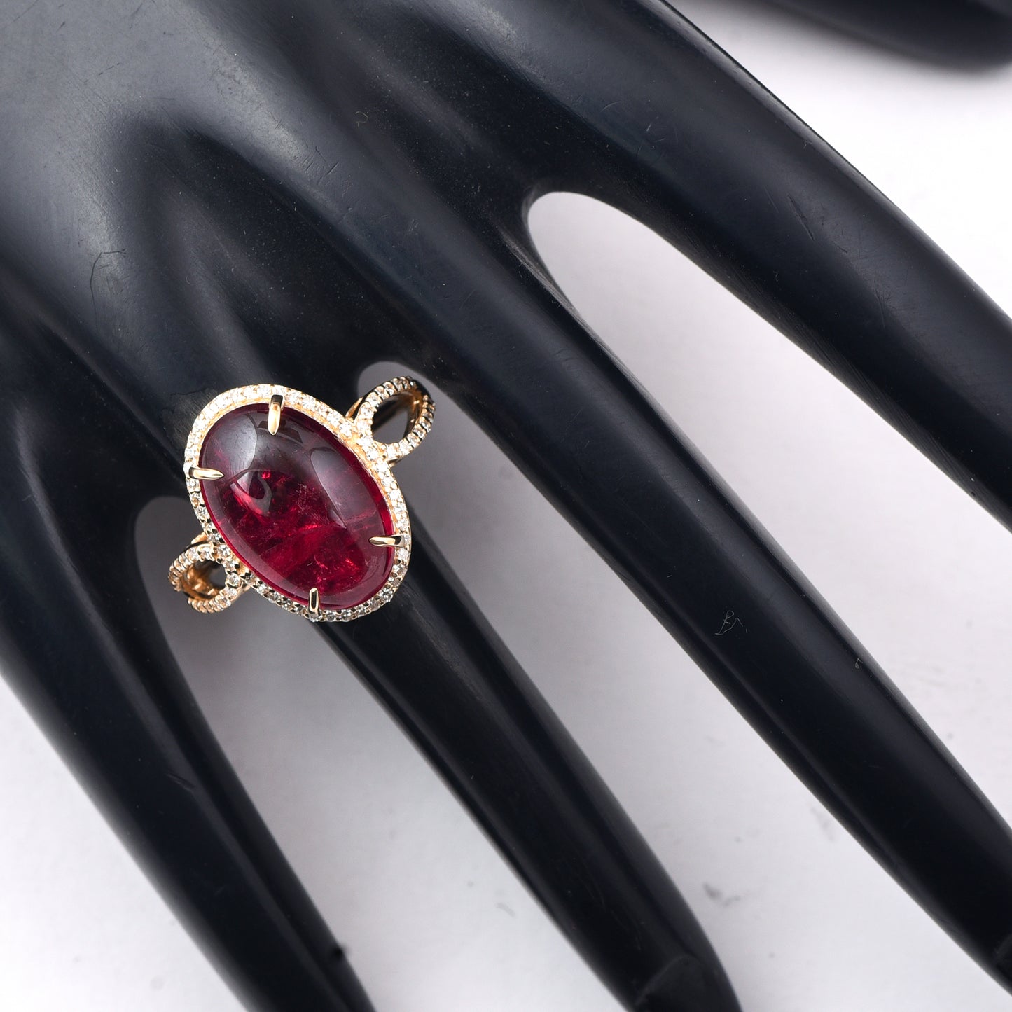 8.43 Ct Oval Cabochon Cut Natural Tourmaline 14K Gold Ring